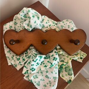 Vintage heart shaped wood wall hooks